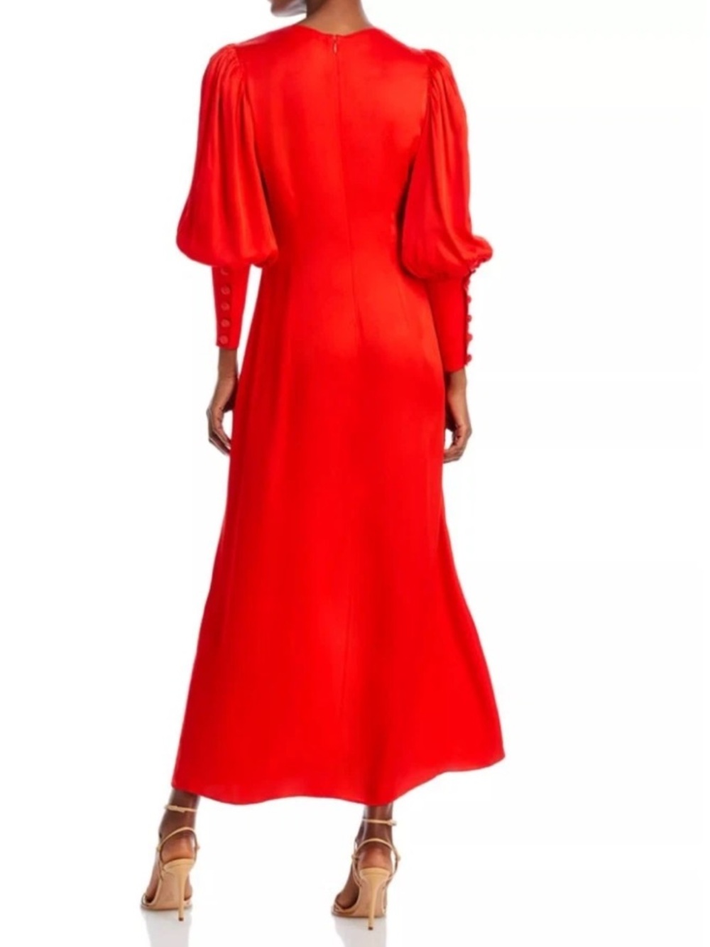 Farm Rio Red Cutout Maxi Dress Beaded Buttons Slit NWT Size Large - Picture 2 of 15